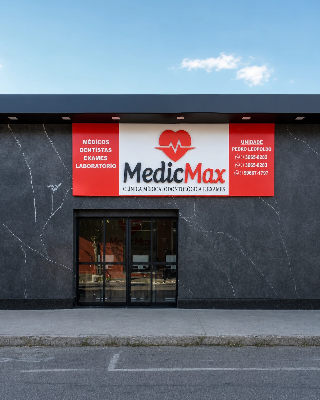 Fachada da MedicMax em Pedro Leopoldo